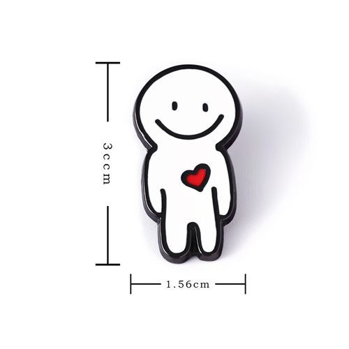 海洛迪 孤独小白人微笑徽章红心无情自闭蹲抱腿原创设计社恐胸针 小白