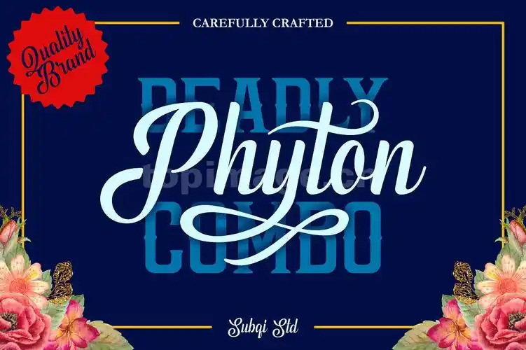 phyton手写大气好看的适合logo连笔飘逸英文字体下载