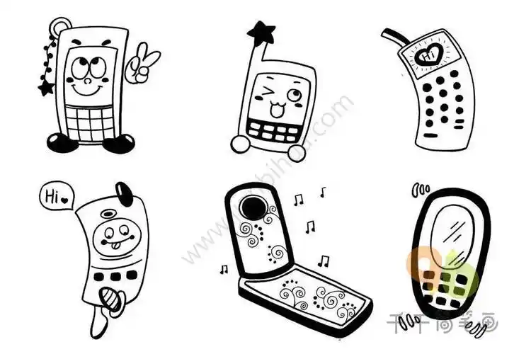 卡通可爱的手机简笔画大全