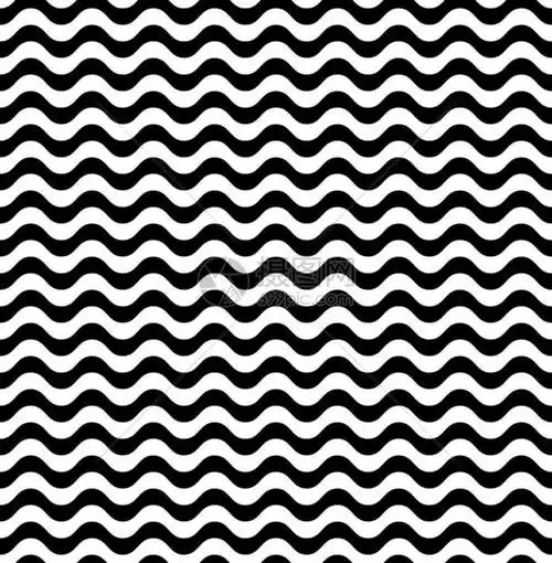 黑白无缝波浪背景单色波纹理矢量图