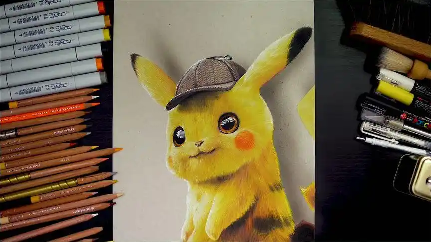 彩铅画皮卡丘