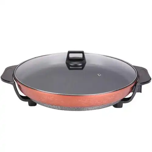 大号电煎锅平底不粘锅插电多功能电热锅家用电饼铛煎包煎饺烙饼锅时光