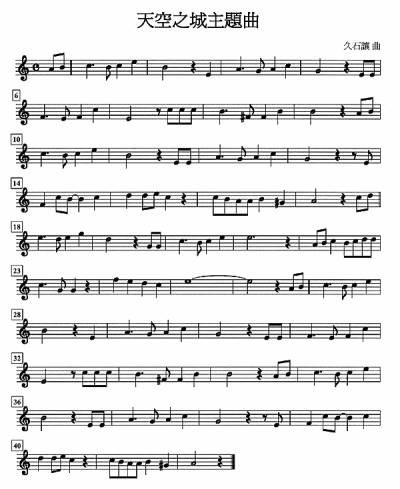 小提琴谱━天空之城