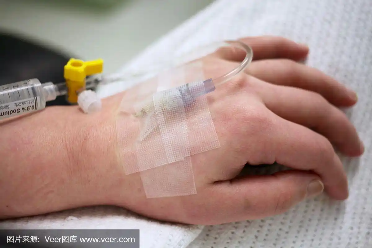 特写,静脉滴注,手,病人,注射器