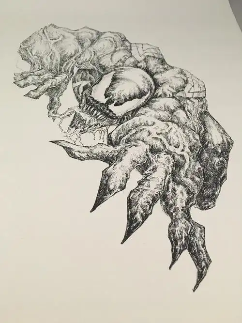 钢笔临摹毒液一波