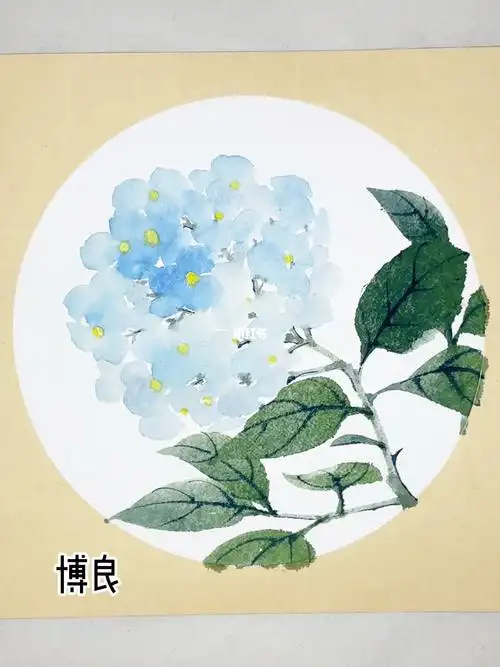 国画绣球花画法