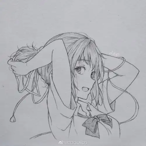 神仙画师微博转载二次元人物黑白动漫素材插画绘画线稿手绘女生男生