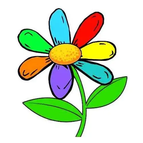 简笔画女生彩色花朵