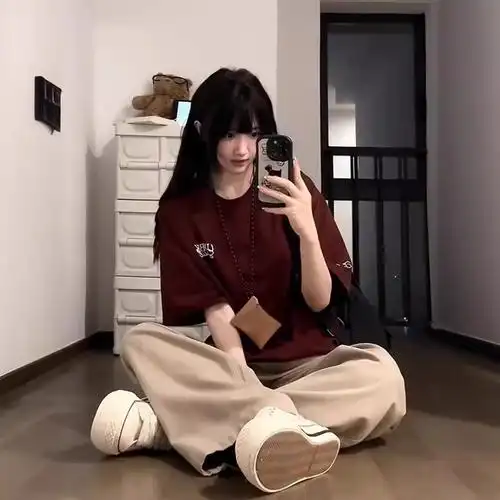 减龄短袖阔腿裤两件套休闲运动服套装女夏季薄款纯棉短袖短裤学院风