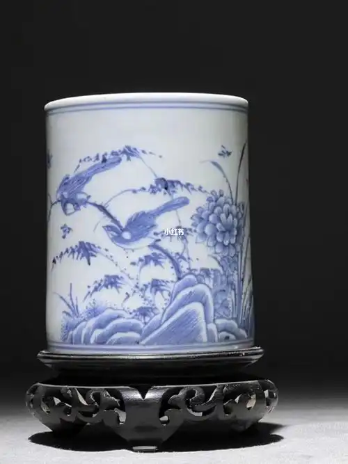 康熙青花花鸟纹笔筒