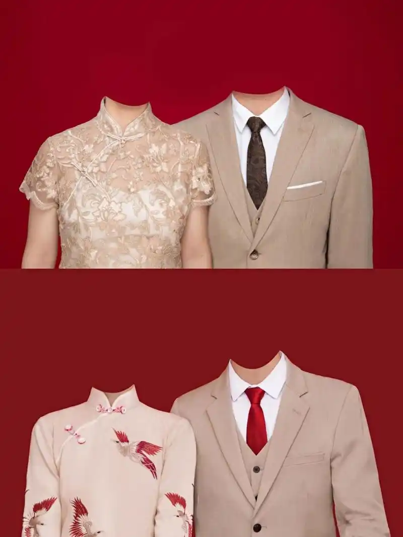 情侣红底照|结婚登记照～精修换服装换发型 学院风 民国风 休闲风服装