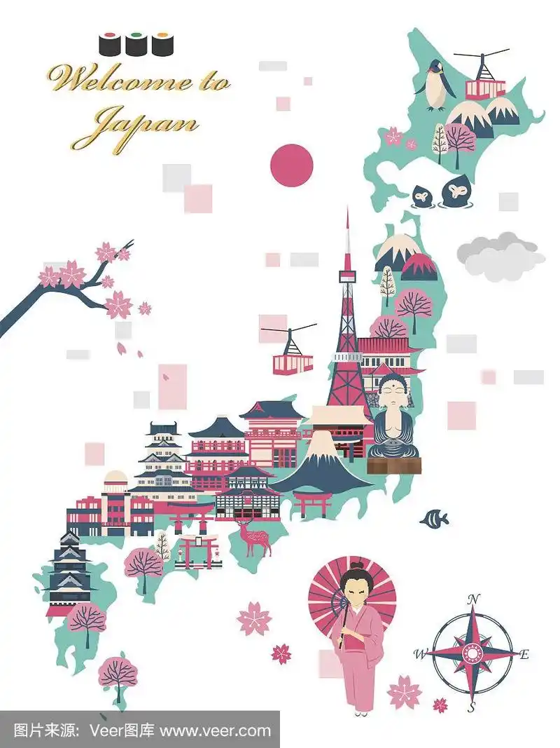 可爱的日本旅游海报