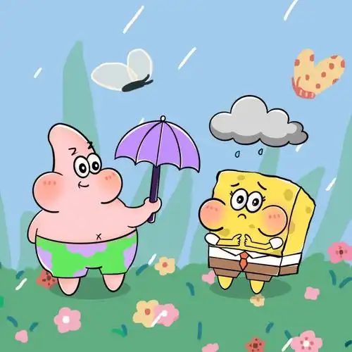 愿有人为你撑伞海绵宝宝和派大星友谊
