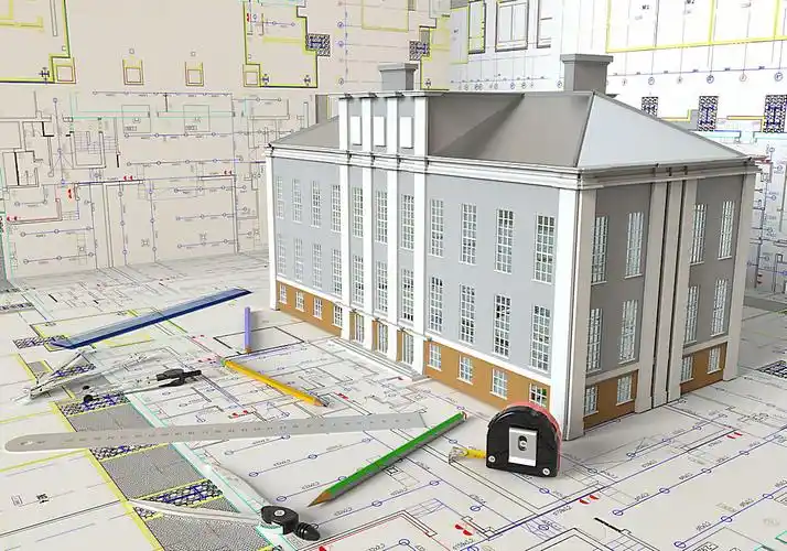 图纸上的建筑模型图片