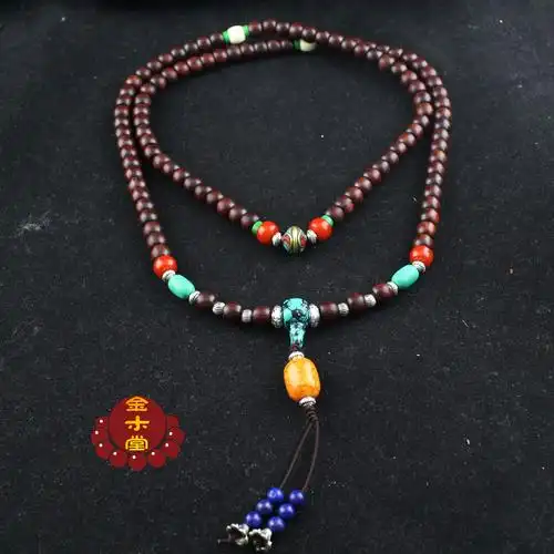 小叶紫檀藏式桶珠 108佛珠手链 配藏式隔珠 高密老料 时.