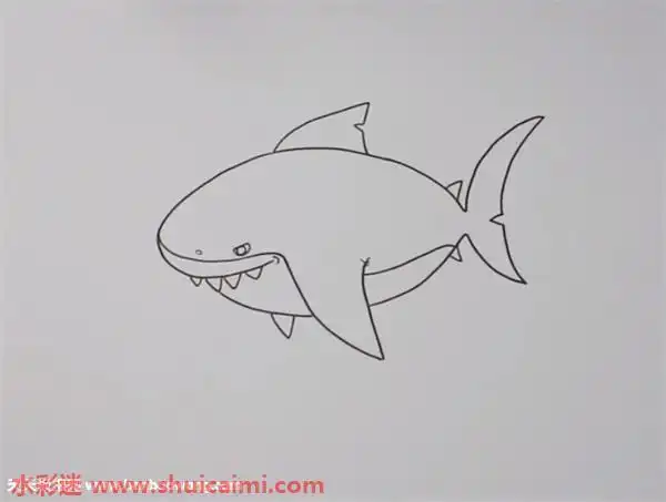 虎鲨怎么画虎鲨简笔画漂亮卡通