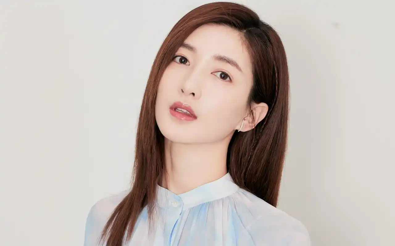 江疏影水墨蓝裙甜美写真高清电脑壁纸,大陆明星,性感美女,美女,写真