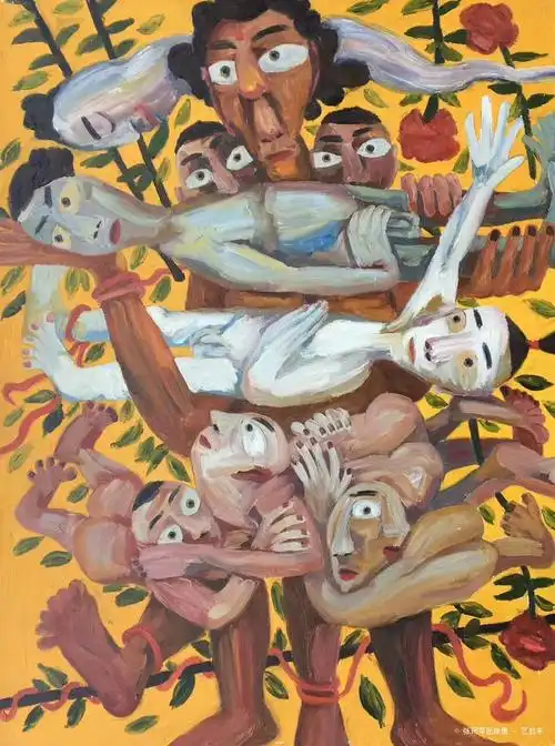 张润萍油画《行走的"人性"》