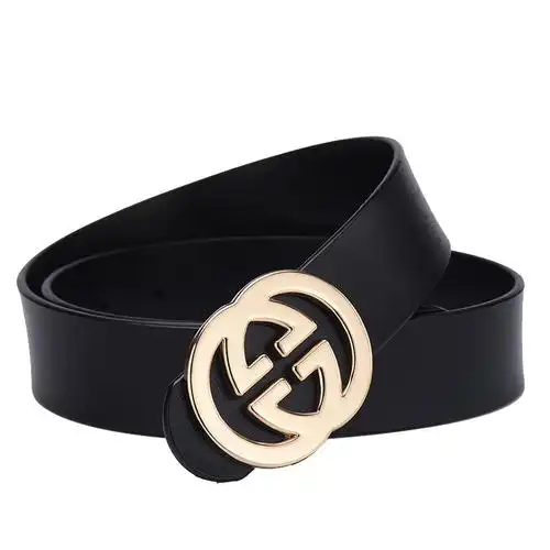 盛世尼曼皮带女简约百搭时尚黑色平滑扣女士腰带女韩国装饰宽版