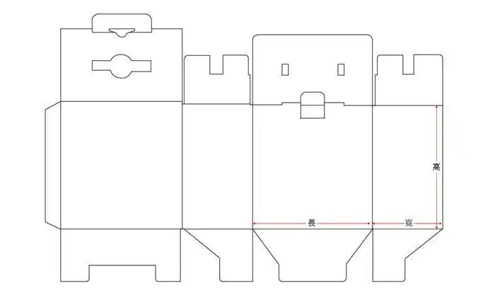 手提盒设计展开图手提式包装盒是现代纸盒包装中一种新的结构形式.