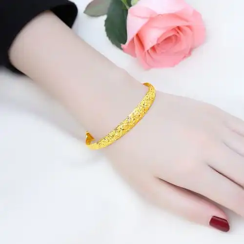 老庙黄金足金车花满天星可调节黄金手镯女黄金色2679g