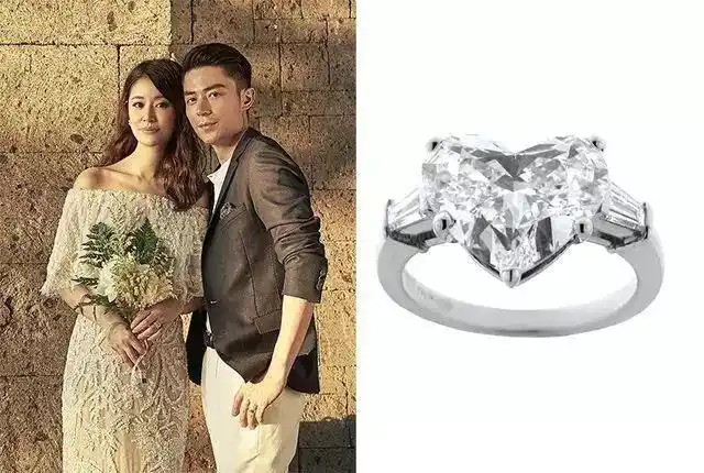 和范冰冰同属"还珠三美"的林心如于去年举办了婚礼,她的婚戒是一枚