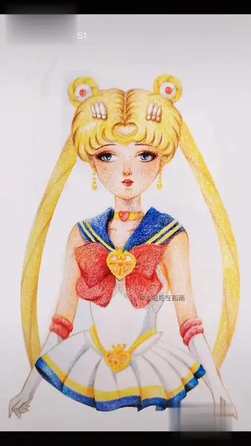 彩铅画《美少女战士》no 01彩铅手绘 动漫 美少女战士月野兔 水冰月