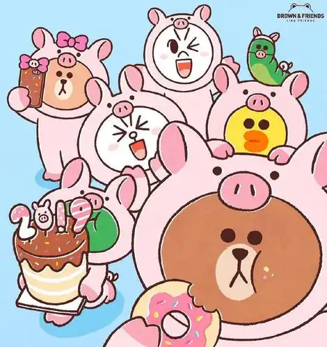 line friends 布朗熊brown choco 可妮兔cony 莎莉鸡sally 馒头人穆恩