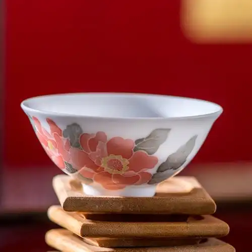 国瓷红官窑芳华功夫功夫茶茶杯陶瓷礼品主人醴陵茶杯