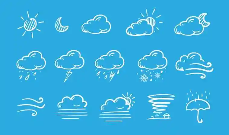 漫画风格的线性天气图标素材