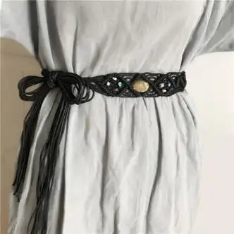 庭睿tingrui复古文艺编织腰带女装饰连衣裙毛衣汉服配饰裙子手工民族