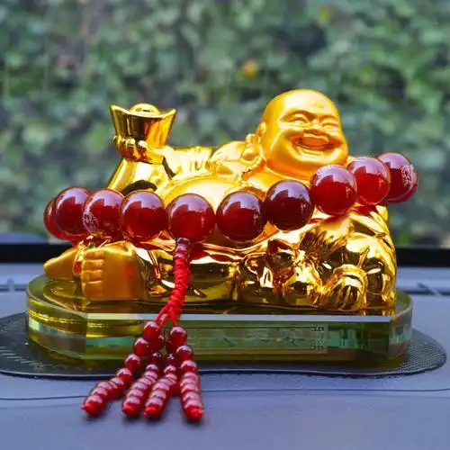 香之恒汽车摆件创意香水座车载平安弥勒佛汽车用品水晶内饰摆件