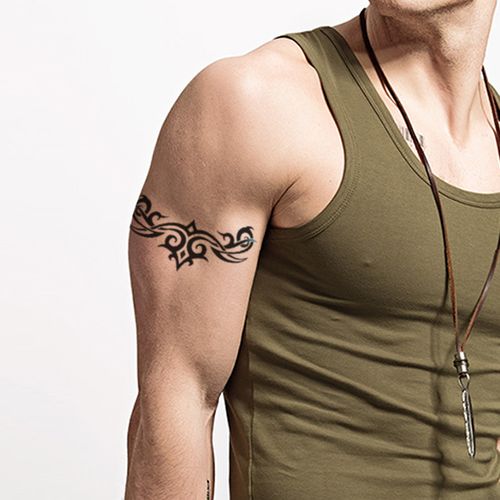 纹身贴防水男持久图腾霸气手臂ins风网红款线条暗黑手腕一圈 - 初小梦