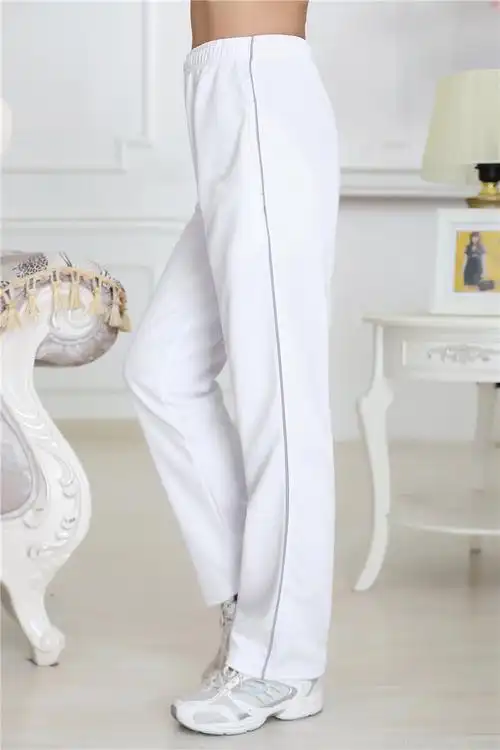 白色运动裤情侣男女士春秋夏长裤佳木斯健身团体操广场舞健身裤