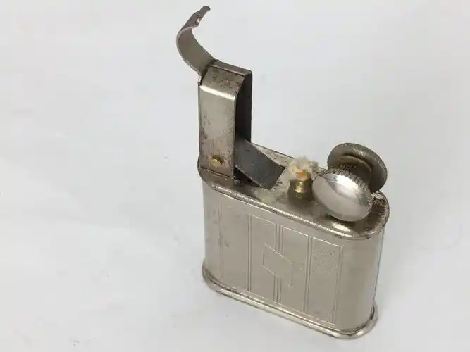 30年代法国 抬臂 纯铜 镀银 古董煤油打火机-西洋孤品 古董打火机