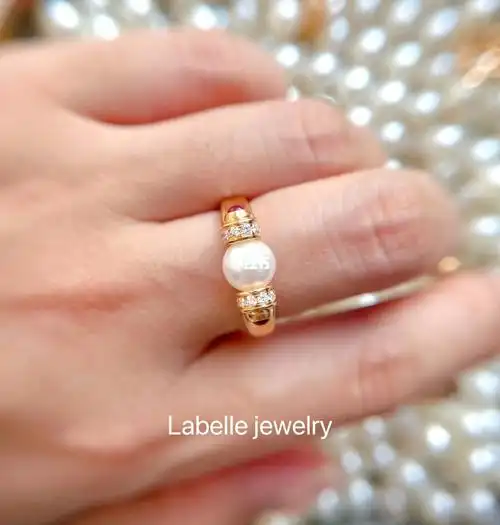 宝格丽古董款珍珠戒指 akoya海水珍珠 正圆无暇67低调高品味 细节