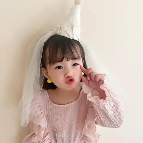 生日帽可爱儿童亮片头纱小女孩生日头饰帽子发箍女童头箍公主宝宝发饰