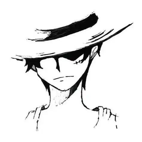 路飞简笔画黑白图片动漫海贼王路飞简笔画路飞海贼王标志简笔画动漫简