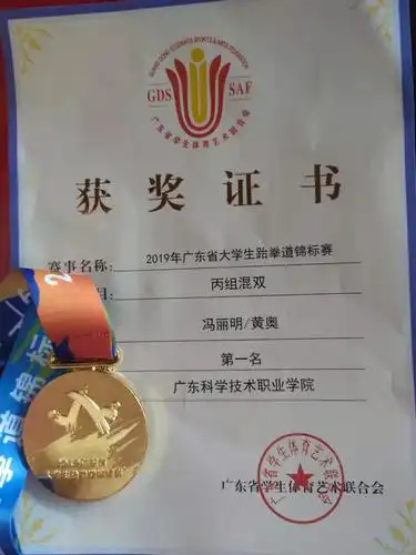 喜讯:国际合作学院黄奥等同学在2019年广东省大学生跆拳道锦标赛中