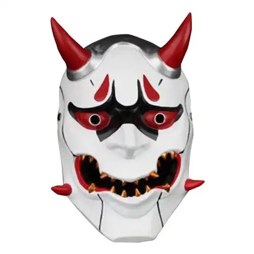 红白银笑脸般若面具万圣节脸罩鬼首鬼脸般若电影年会脸谱派对道具