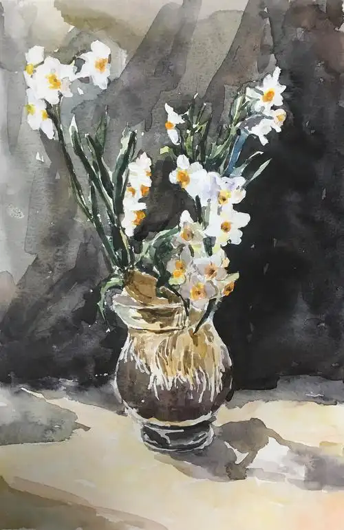 水彩静物——水仙花|纯艺术|绘画|家洲水彩 - 原创作品 - 站酷 (zcool