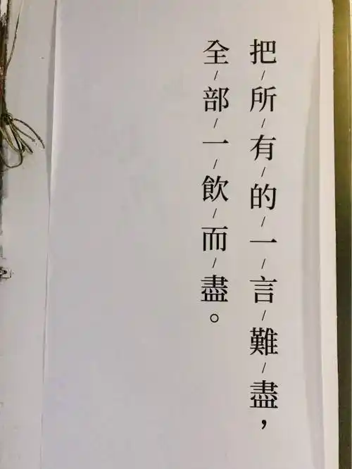 这家店的图文特别有意思,门口挂了一幅字:"把所有的一言难尽全部一饮