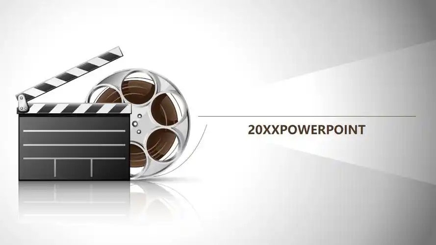 电影胶片与场记牌背景的电影电视ppt模板
