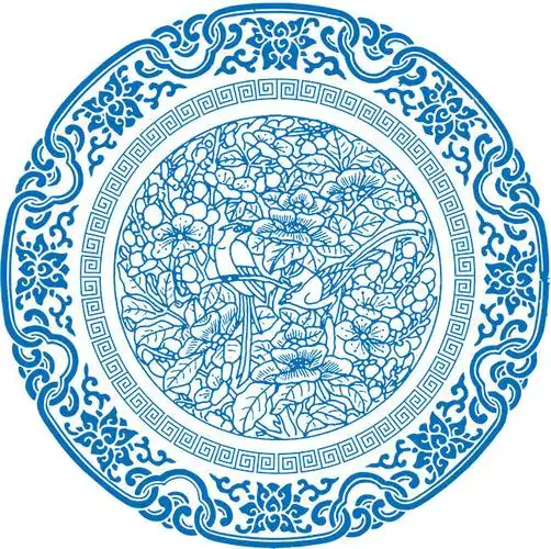 青花瓷瓷盘花纹图片素材