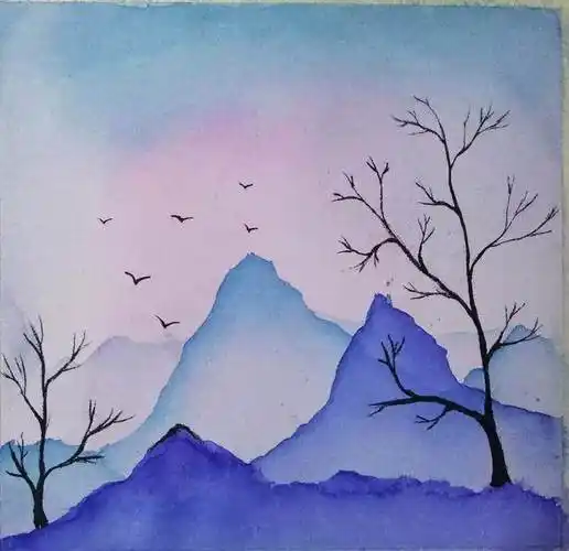 超详细步骤水彩画风景画简单易学一看就会【风景水彩】临摹connie老师