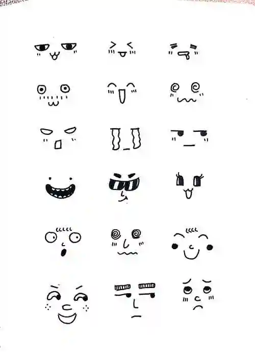 黑白手绘可爱小表情