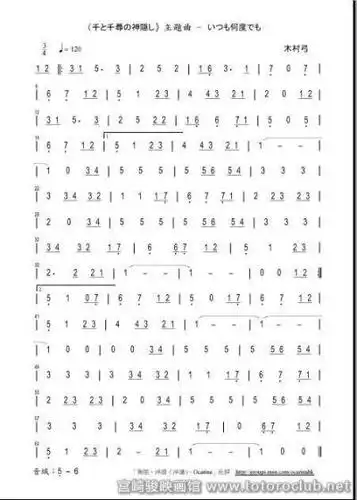 千与千寻《永远同在》简谱