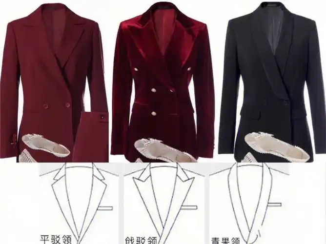 首先了解下女士西装的3种基础款领型96平驳领平驳领的领口处,上半叶