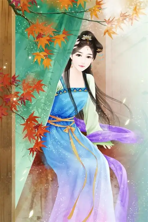 古装美女手绘图片手机壁纸下载