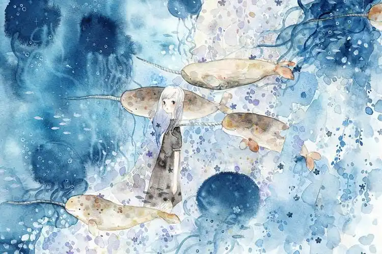 女孩的梦境创意手绘插画